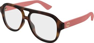 Gucci Navigator Optisch Montuur - Dames - Brillen - Bruin - 55 MM - Accessoires