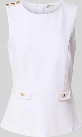 Guess Top mit Rundhalsausschnitt Modell AMBRE PEPLUM in Weiss, Größe S