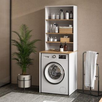 Vicco Armario Para Lavadora Viktor, Blanco/artesano, 66 X 88.2 Cm 2 Partes Con Estante, Vicco