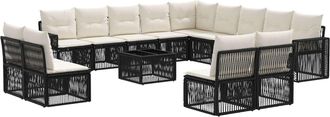 vidaXL Conjunto De Sof&aacute;s De Jard&iacute;n 14 Uds. Negro Y Blanco Crema Vidaxl