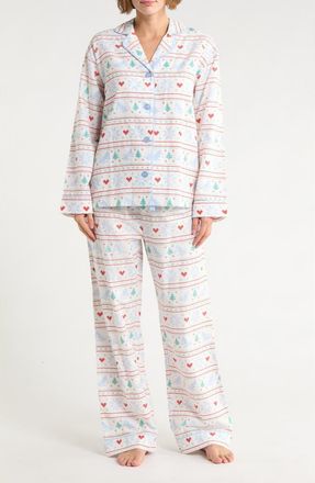 PJ Salvage Flannel Pajamas in White Multi at Nordstrom Rack, Size X-Small