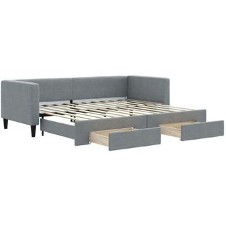 vidaXL Sof&aacute; Cama Nido Con Cajones Tela Gris Claro 80x200 Cm Vidaxl