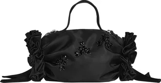 Simone Rocha Embellished Mini Double Ribbon Rosette Bag in Black/jet at Nordstrom