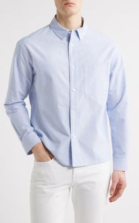 Frame Denim Stripe Cotton Button-Down Oxford Shirt in Blue Stripe at Nordstrom Rack, Size Xx-Large