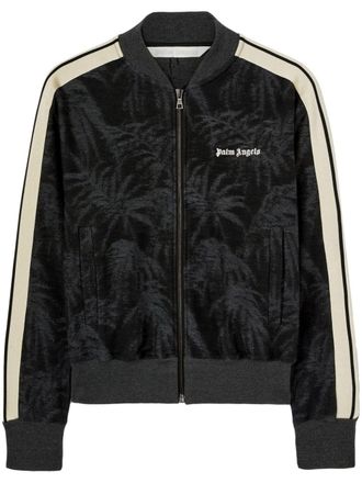 Palm Angels pams-jacquard zipped sweater - women - Cotton - M - Black