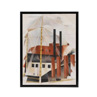 Artery8 Piano Movers Holiday Cubist Painting Demuth Framed Canvas Wall Art | Size: W24 x H32