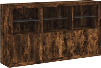 vidaXL Sideboard with led Lights Smoked Oak 181.5x37x100 cm Vidaxl