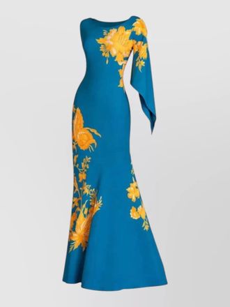 Etro one shoulder floral print evening dress