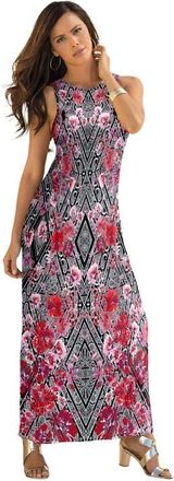 Roaman's Plus Size Sleeveless Crew Neck Maxi Dress in Floral Paisley Diamond at Nordstrom, Size 40
