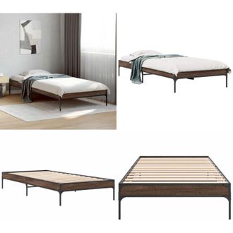 vidaXL Giroletto Rovere Marrone 75x190 cm Legno Multistrato e Metallo - Letto in legno - Materasso letto