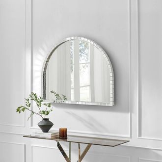 Furniturebox Disco Large Glam Overmantel Arch Wall Mirror in Clear