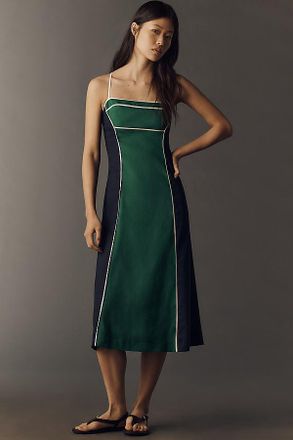 Maeve Linen Colorblock Midi Dress