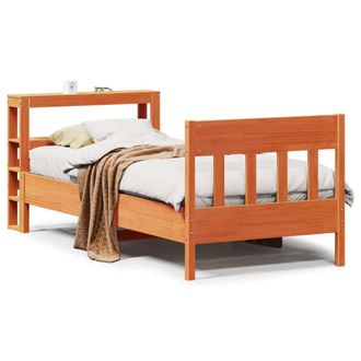 Berkfield Home Bed Frame Frame Wax Brown 75x190 cm Small Single Solid Wood Pine