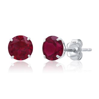 MAX + STONE 14k White Gold 6MM Round Stud Gemstone Earrings