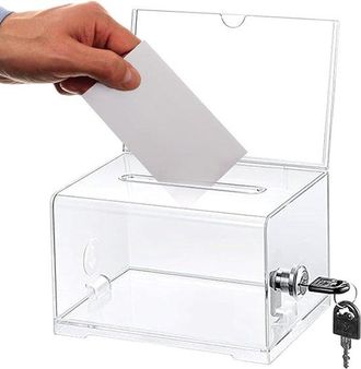 OEM Caja Acr&iacute;lica Transparente Con Cerradura De Llave: Urna, Hucha Y Buz&oacute;n De Comentarios Con Cerradura, Concursos Y Tarjetas De Visita