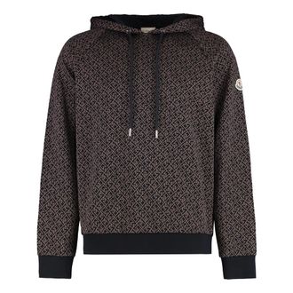 Moncler Hoodies, male, Black, Size: 2XL Jacquard Logo Knitted Hoodie