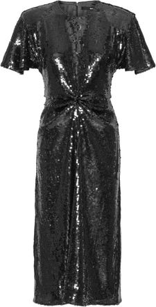 Rotate Abito midi con paillettes - Marrone