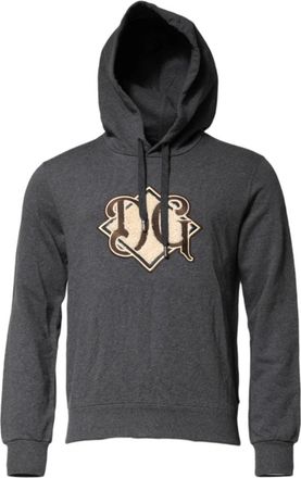 Dolce & Gabbana Grijze Logo Patch Hoodie - Heren - Hoodies - Grijs - XL - Katoen - Hoodies & sweatvesten