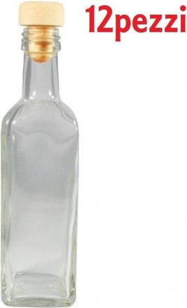 Trade Shop Trade Shop - Set 12 Pezzi Bottiglie Bottigline Vetro Trasparente Mary Con Tappo 60cc