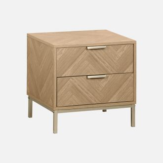 Sweeek Mesita De Noche De Efecto Madera Con Dibujo De Espiga