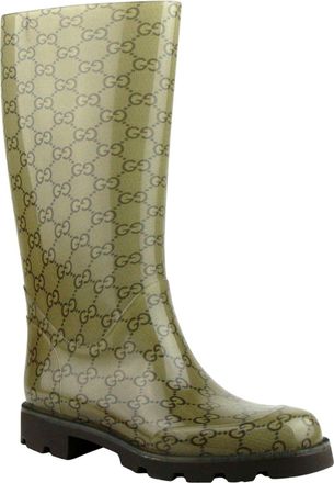 Gucci Womens Guccissima Pattern Light Brown Rubber Rain Boots (35 G / 5.5 US)