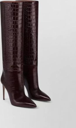 PARIS TEXAS crocodile-embossed leather knee-high stiletto boots