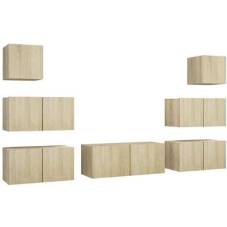 vidaXL Vidaxl - Juego De Muebles De Sal&oacute;n 7 Piezas Roble Sonoma