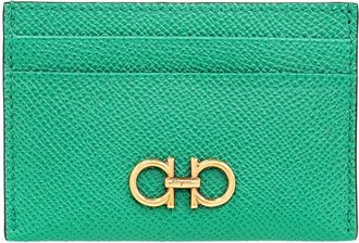 Ferragamo Salvatore Ferragamo Green Gancini Credit Card Holder