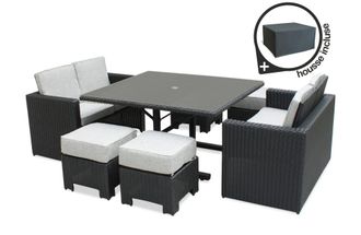 DCB Garden Conjunto de comedor empotrable 8 plazas resina trenzada