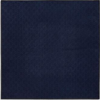 Gucci GG Wool Silk Jacquard Pocket Square, Black, Wool