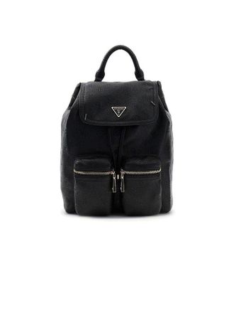 Guess Womens Backpack Black Logo Polyurethane Bags - Backpacks