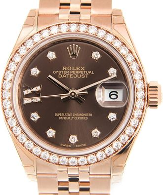 Rolex Lady Datejust Chocolate Diamond Dial 18K Everose Gold Automatic Watch 279135CHDJ