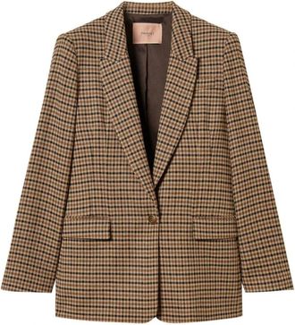 Twinset Elegant Camel Zwart Buitenkleding Aw 25 - Dames - Blazers - Bruin - L - Wol - Jassen