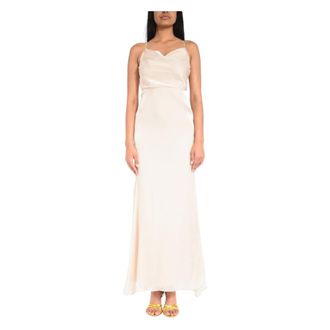 Actualee Gowns, female, Beige, Size: XL Long Satin Mermaid Gown