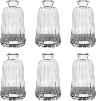 OEM Mini Vase - Vidrio Transparente - Di&aacute;metro 6,7 Cm Altura 10,8 Cm - Para Centros De Mesa Bodas Cumplea&ntilde;os - Pack De 6