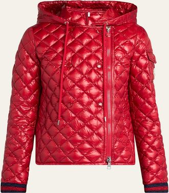 Moncler Corbelin Hooded Down Moto Jacket