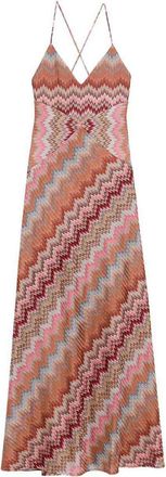Missoni Sleeveless Long Dress In Pink And Rust Tones