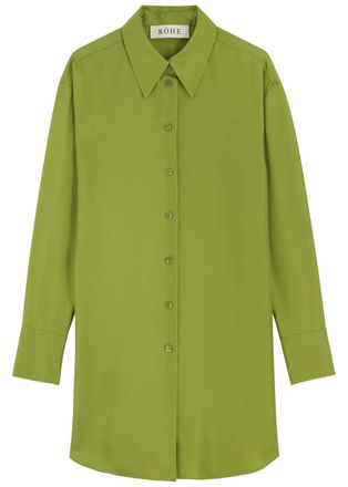 Róhe Signature Oversized Silk Shirt - Green - 34 (UK6 / XS)