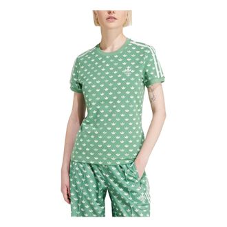 adidas (WMNS) adidas Monogram 3-Stripes T-shirt Asia Sizing Preloved Green IX0927