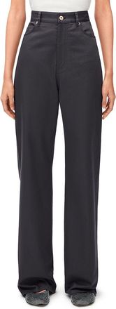 Loewe Womens High-waisted Cotton Trousers - Dark Grey - Size EU 34 (Womens)