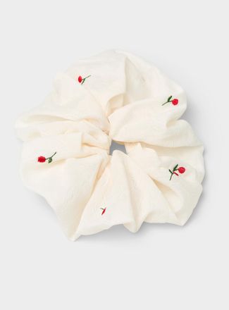 Simons Womens Embroidered-cherry large scrunchie