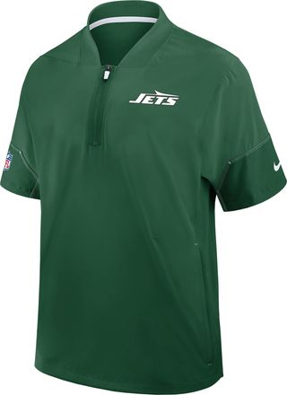 Nike New York Jets Sideline Coach Nike Mens NFL 1/2-Zip Short-Sleeve Hooded Jacket in Green | 03BO089K72-2J5