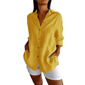 Generic Linen Tops for Women UK My Orders, Plus Size Crew Neck Cheesecloth Shirts Italian Linen Top for Women UK Comfortable Solid Color Lightweight Short Sle
