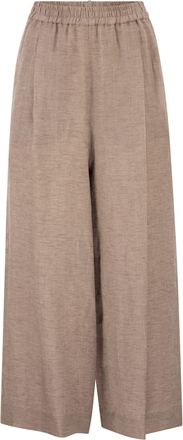 Fabiana Filippi Leinenhose mit weitem Bein, elastischem Bund und Monile-Detail