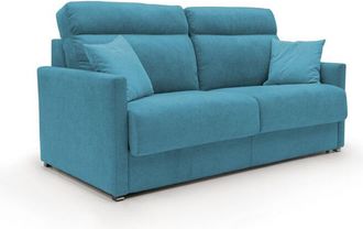 Divani.Store Margot Sof&aacute; Cama Convertible En Tela Suave Impermeable 156 Cm (mat.120x197) Azul Claro