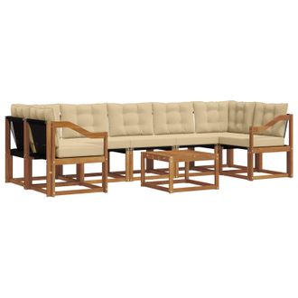 vidaXL Conjunto De Sof&aacute;s De Exterior Con Coj&iacute;n 8 Pcs Natural Y Beige Vidaxl