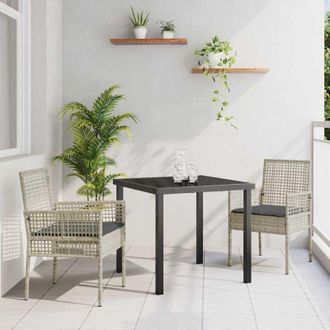 vidaXL Conjunto De Comedor De Jard&iacute;n 3 Pcs Gris Claro Polirat&aacute;n Vidaxl