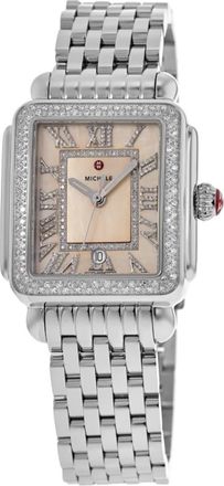 Michele Deco Madison Diamond Quartz Mother of Pearl Dial Steel Womens Watch MWW06T000267