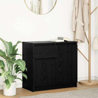 vidaXL Vidaxl - Credenza con Cassetto Rovere Nero 71x35x65 cm Legno Multistrato
