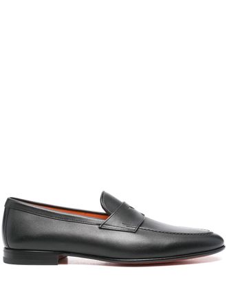 Santoni leather loafers - men - Calf Leather/Calf Leather/Calf Leather - 9 1/2 - Black